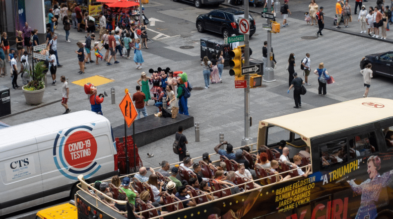 A bus during a New York City travel guide