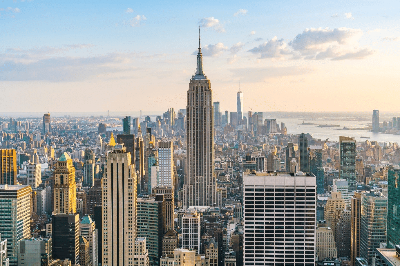 An aerial view of NYC.