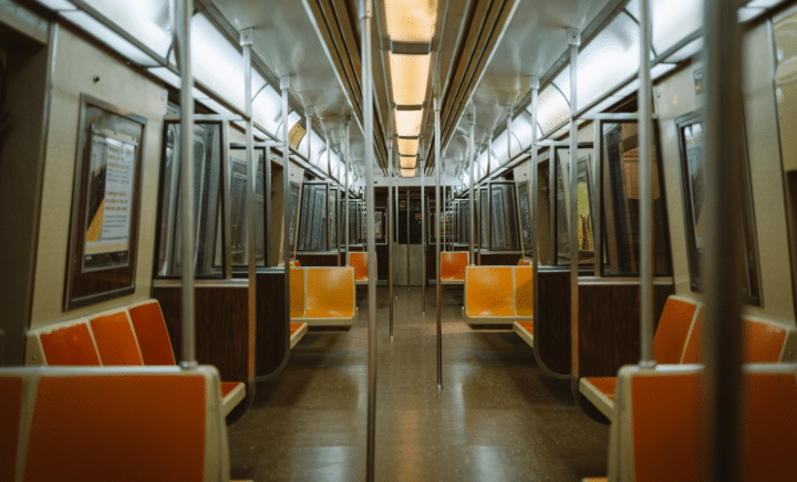 An empty train seen during aNew York City travel guide