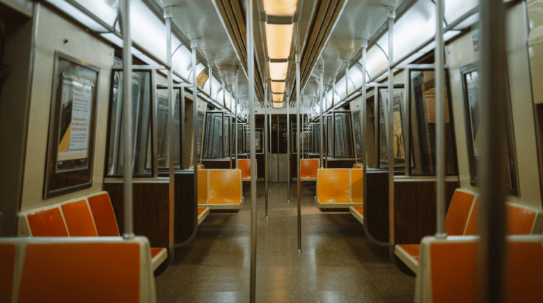 An empty train seen during aNew York City travel guide