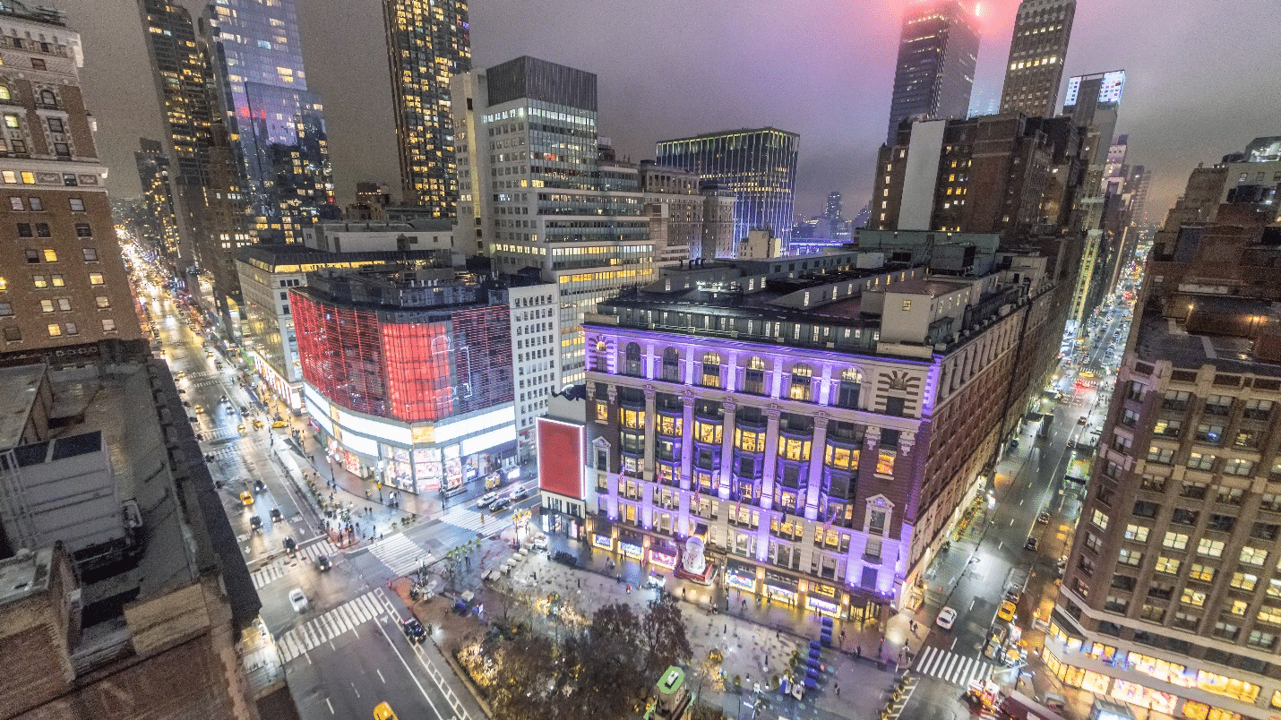 A view of Herald Square seen during a one-day sightseeing tour