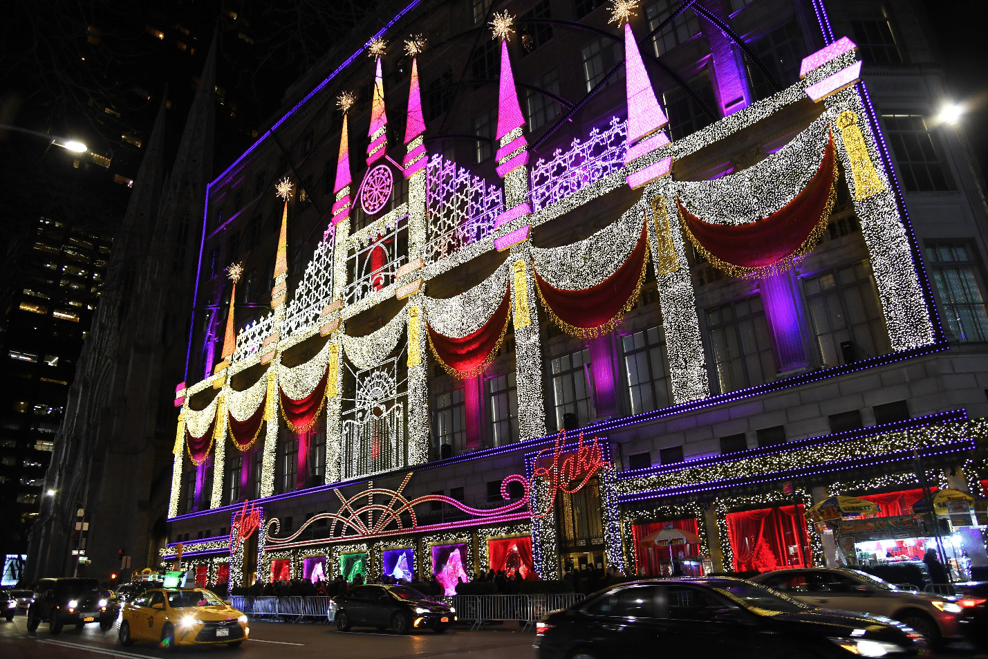 A decorated building in NYC seen during a one-day sightseeing tour