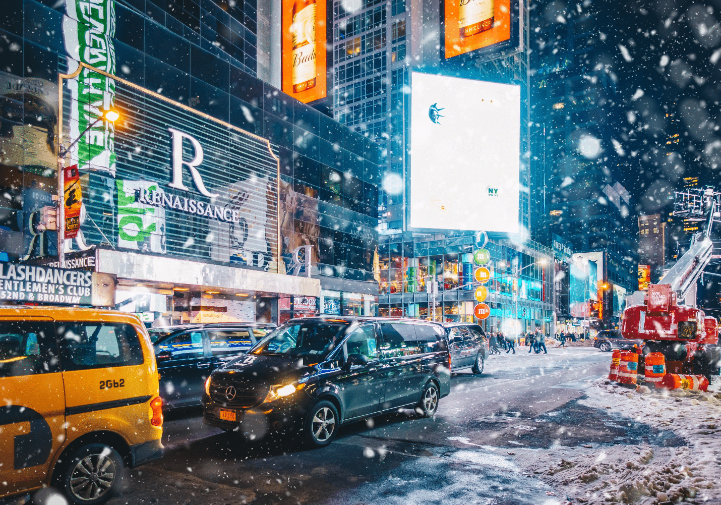 Winter in Times Square during a New York City travel guide