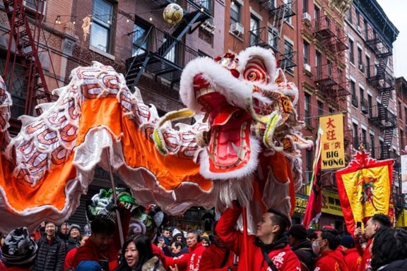People celebrating the Chinese Lunar Festival