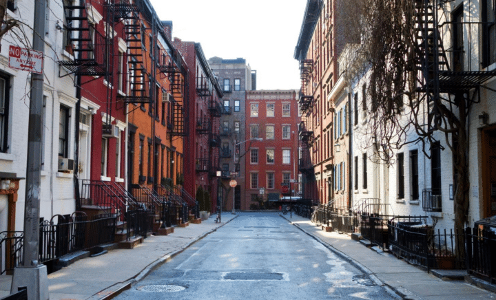 Buildings in Greenwich Village seen during a New York City travel guide