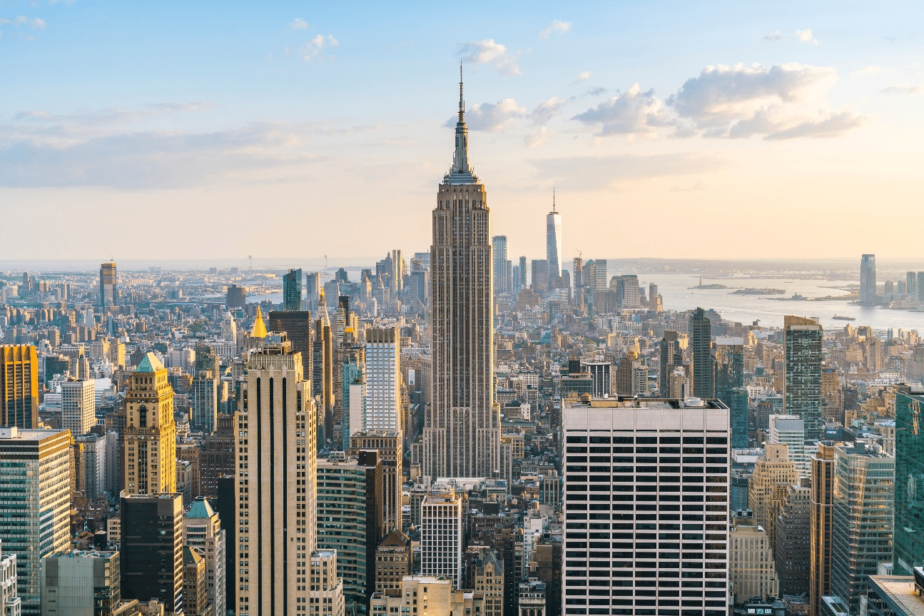 The Empire State Building along with the New York City skyline