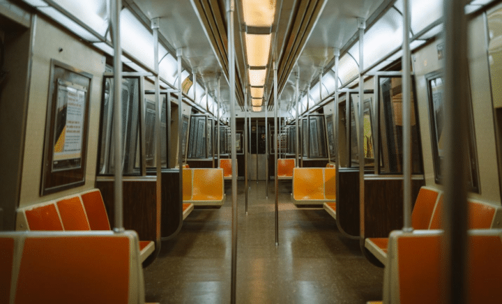 An empty train seen during a New York City travel guide