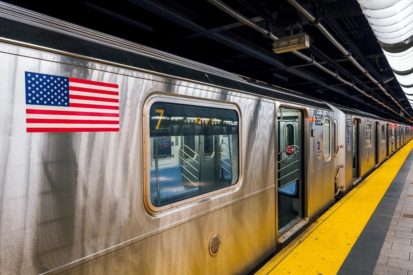 An empty subway seen during a city trip to New York