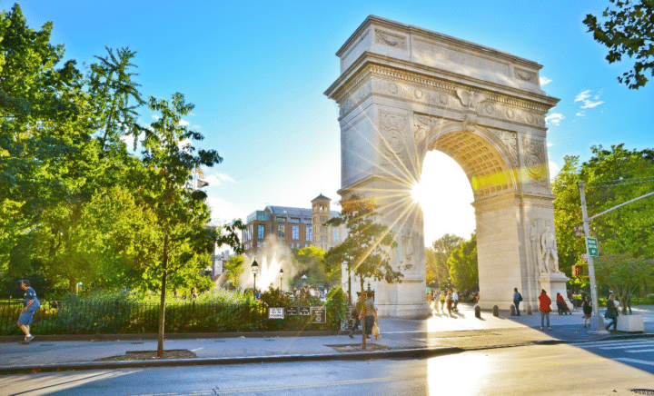 The entrance of Washington Square Park