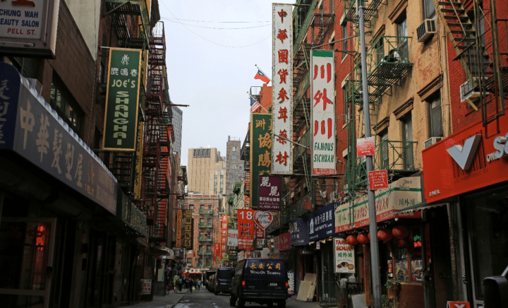 A street in Chinatown seen during a New York City travel guide