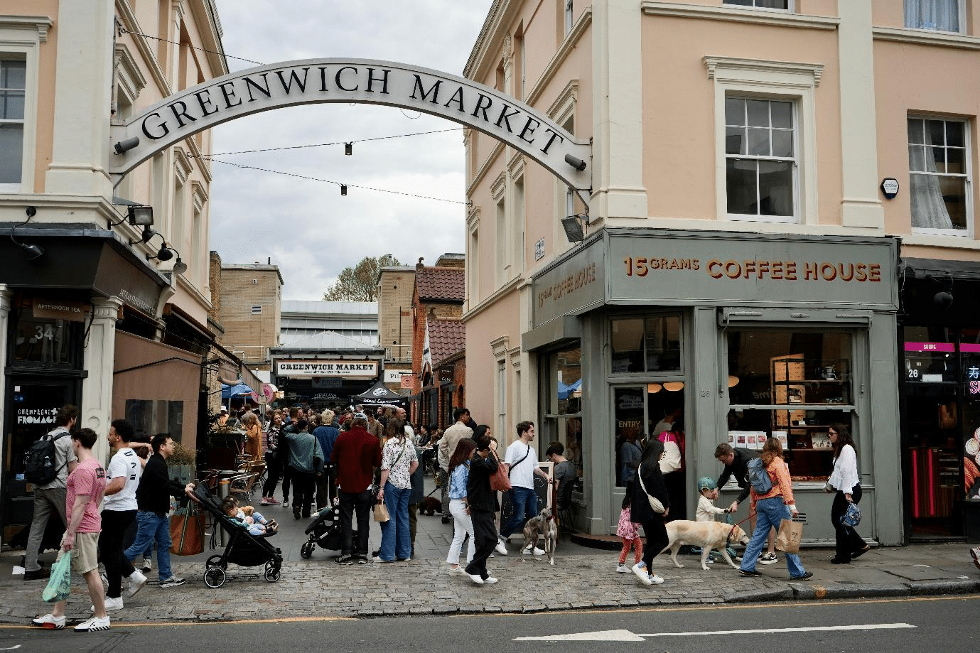 A lively market scene in Greenwich Village.