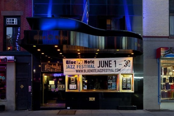 The entrance of a jazz club