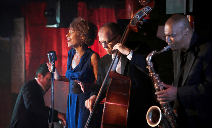 Musicians performing on stage