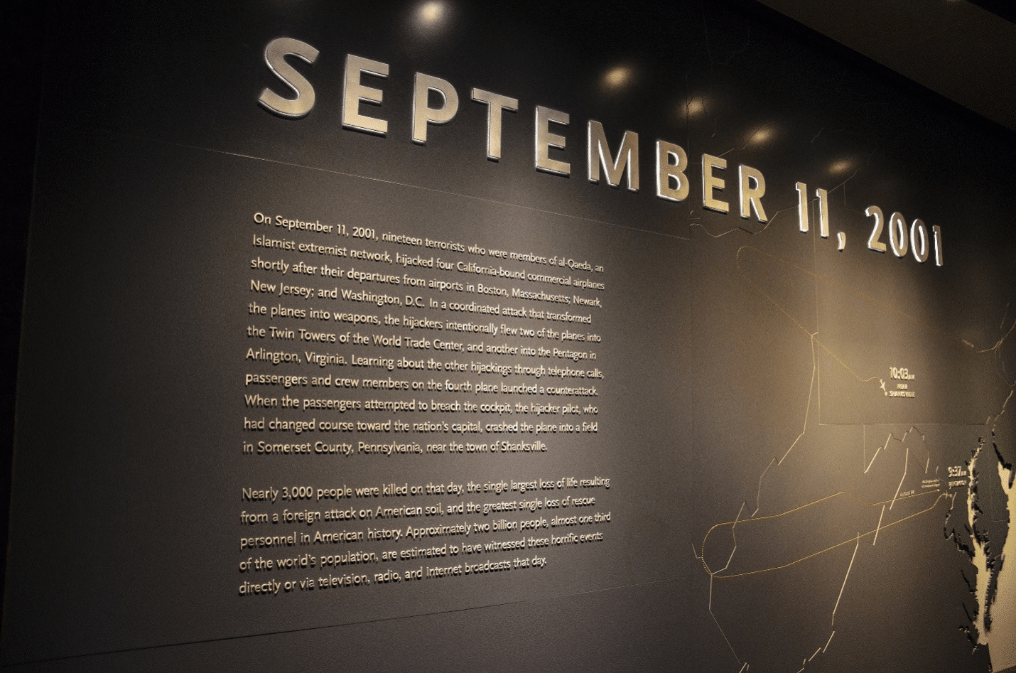 A sign about September 11 seen during a New York City travel guide