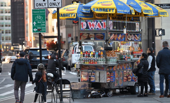 Food stand seen during a New York City travel guide