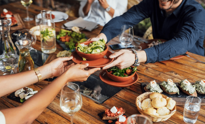 People having lunch at a restaurant