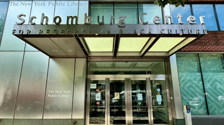 Entrance to Schomburg Center seen during a New York City travel guide