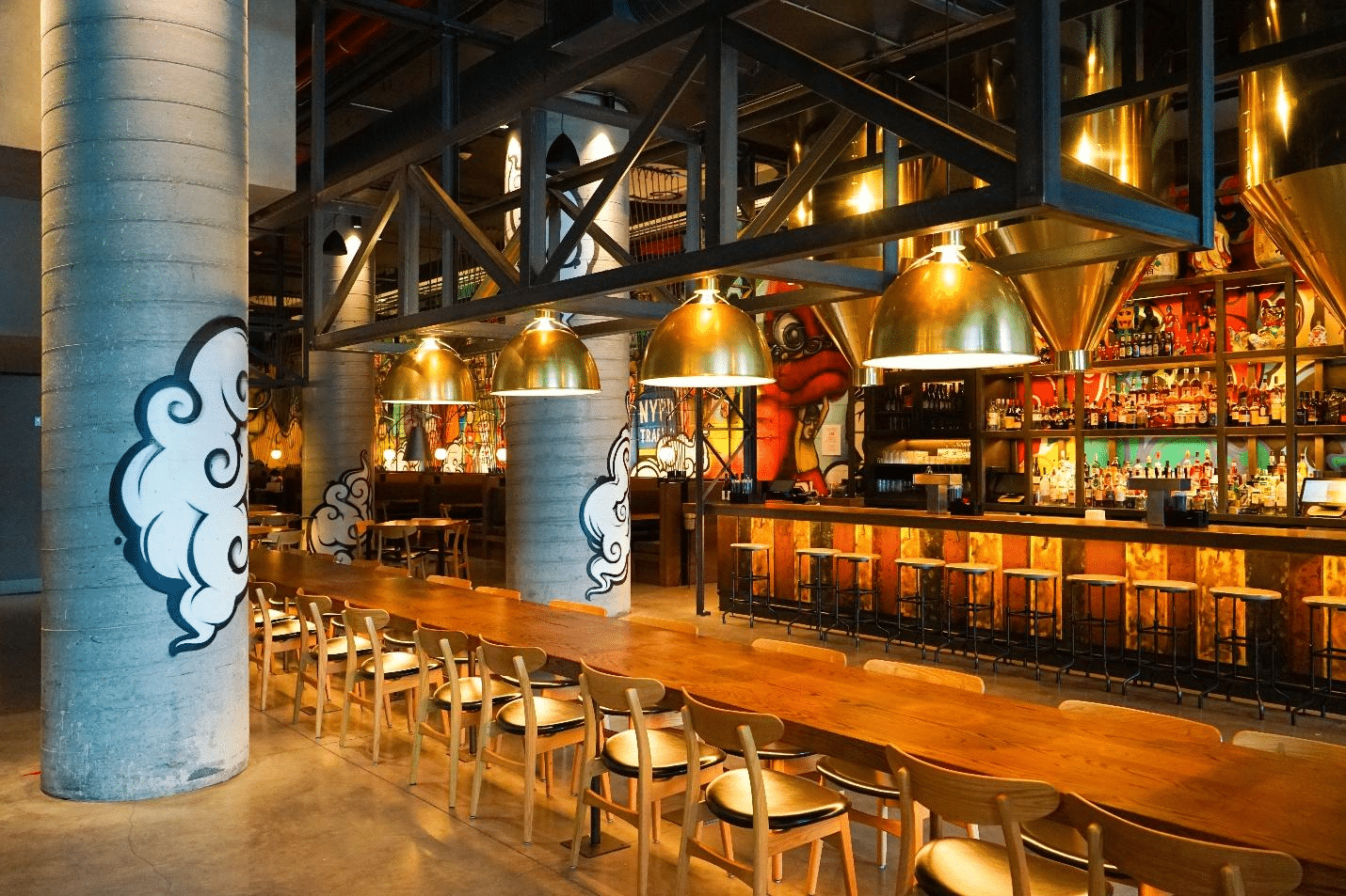 Interior of Hotel 50 Bowery in NYC.