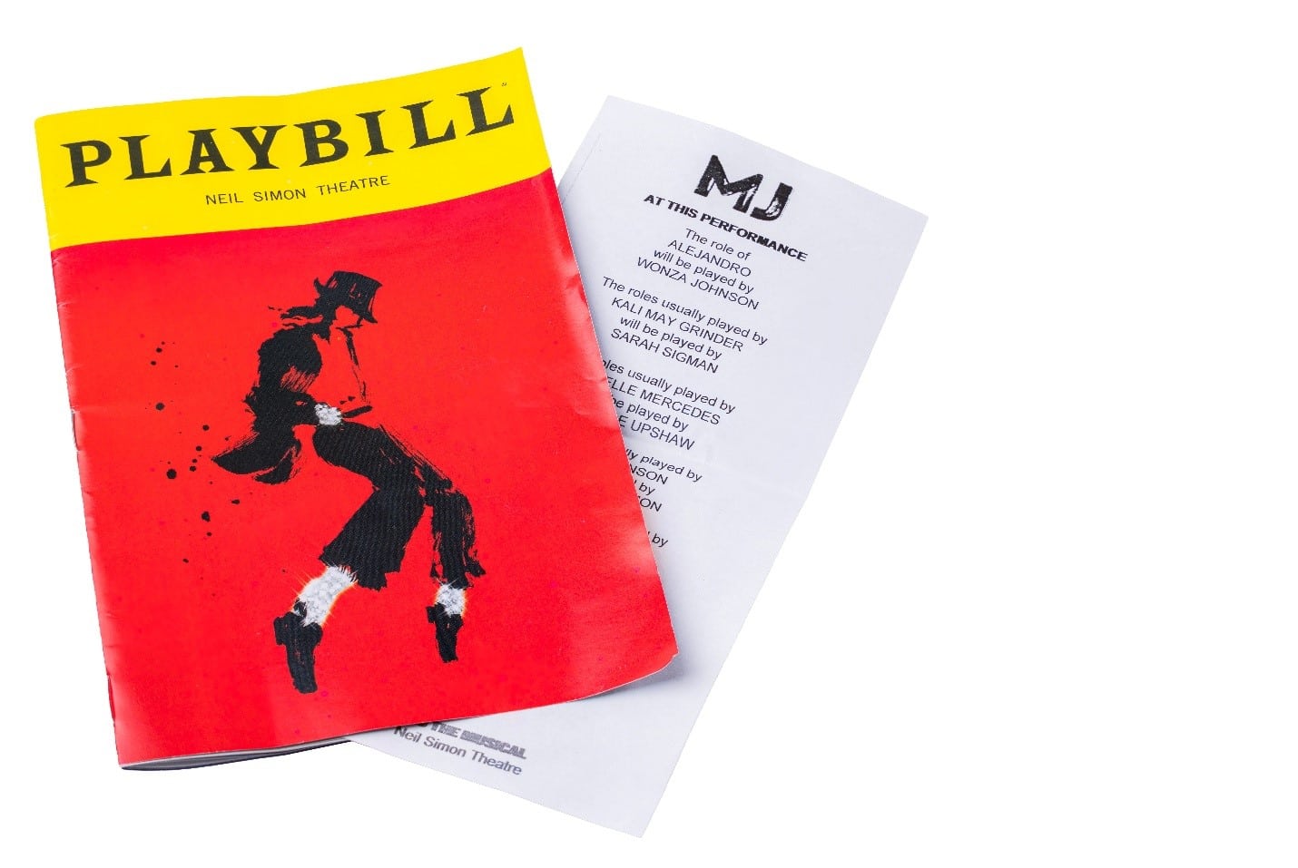 A playbill for MJ the Musical seen during a small group tour in New York City