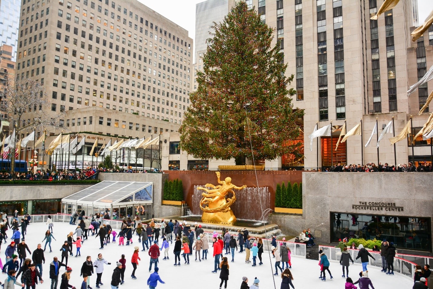 A group of people skating during a one-day sightseeing tour