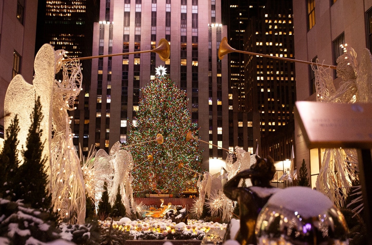 Fancy Christmas Tree at Rockefeller Center seen during a small group tour in New York City