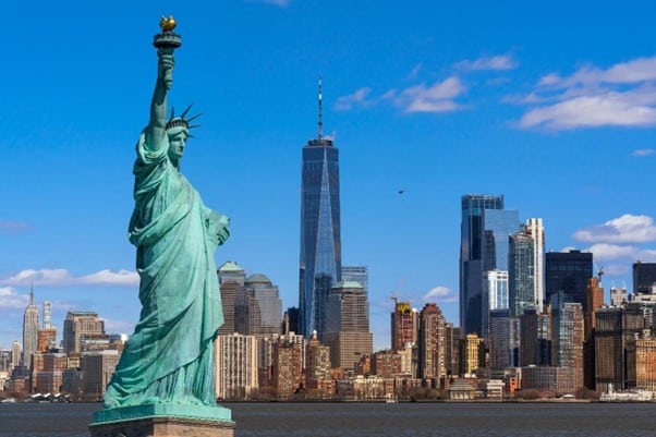 A stunning view of the Statue of Liberty.