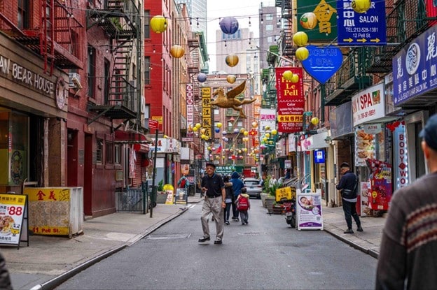 A beautiful, vibrant street in Chinatown.
