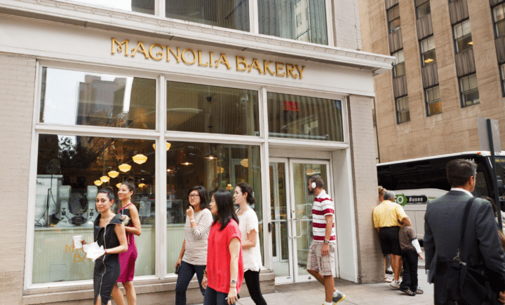 Customers outside Magnolia Bakery.