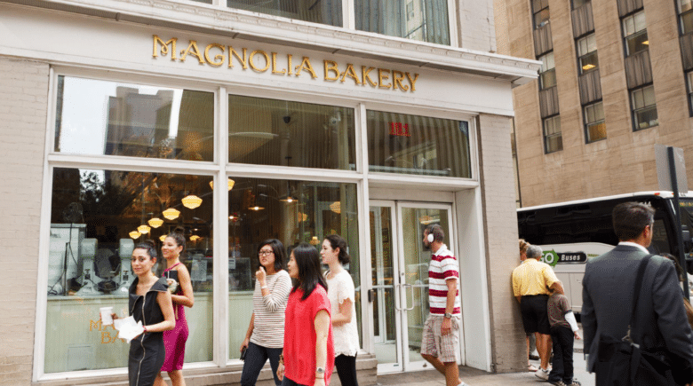 Customers outside Magnolia Bakery.