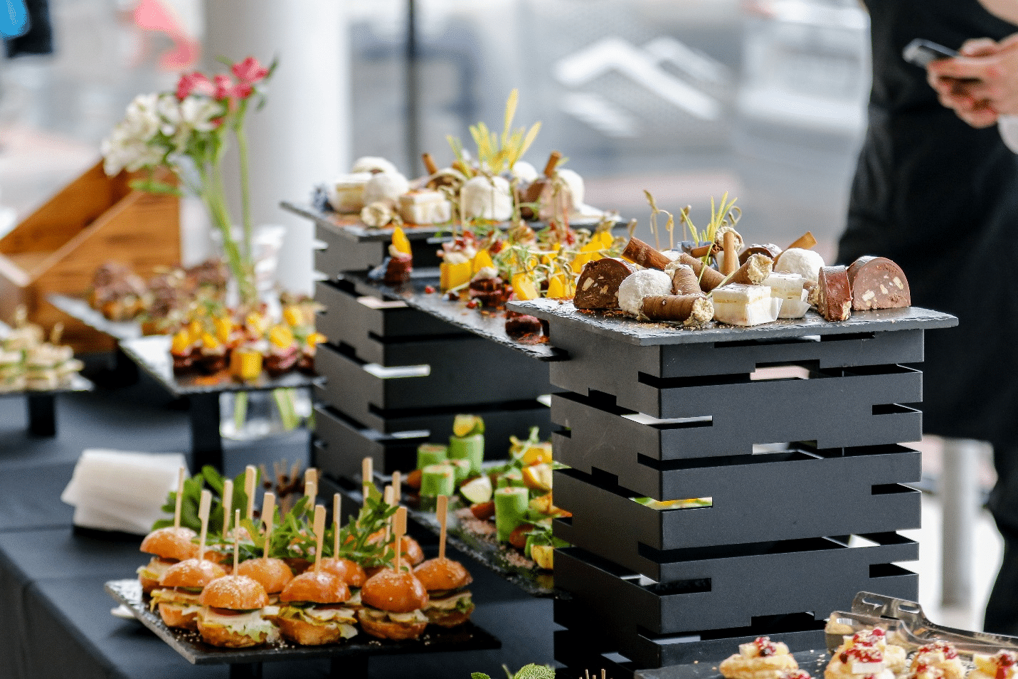 Different types of food laid out on a table during a small group tour in New York City
