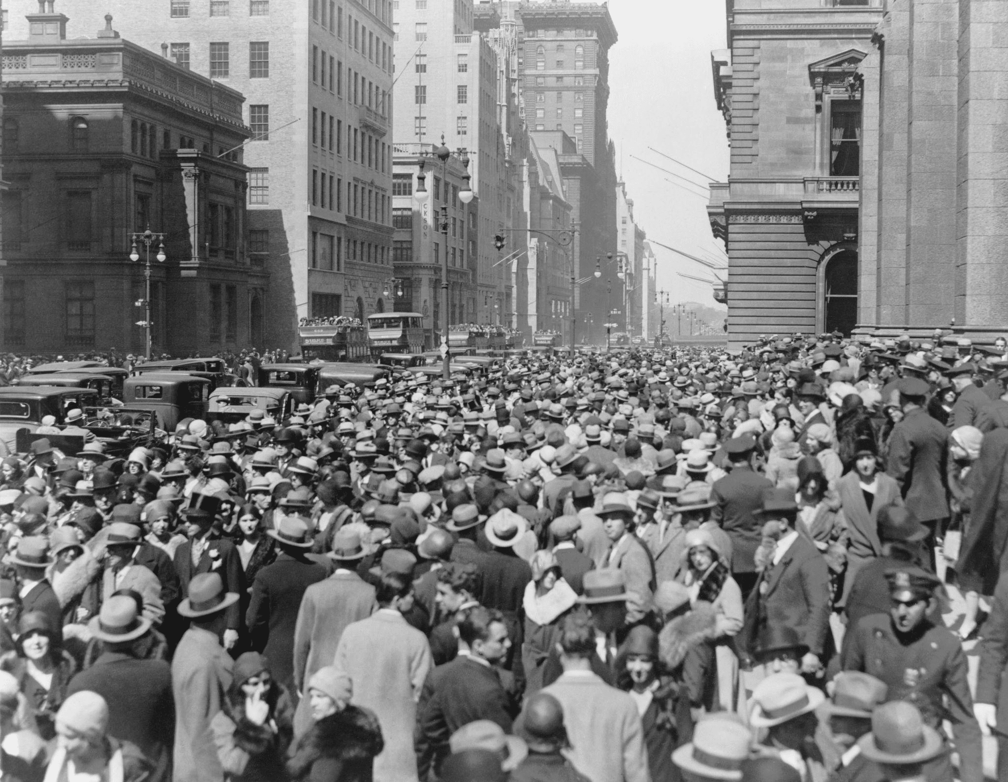 Black and white photo of people during the 1800s NYC Easter Parade.