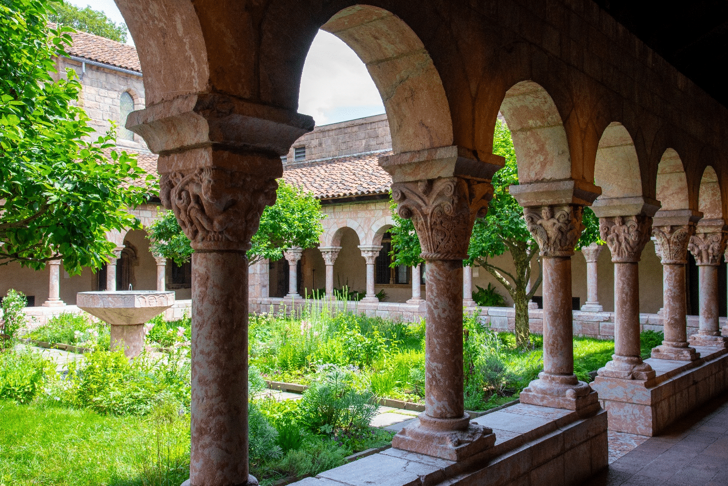 Medieval era pillars seen during a New York City travel guide