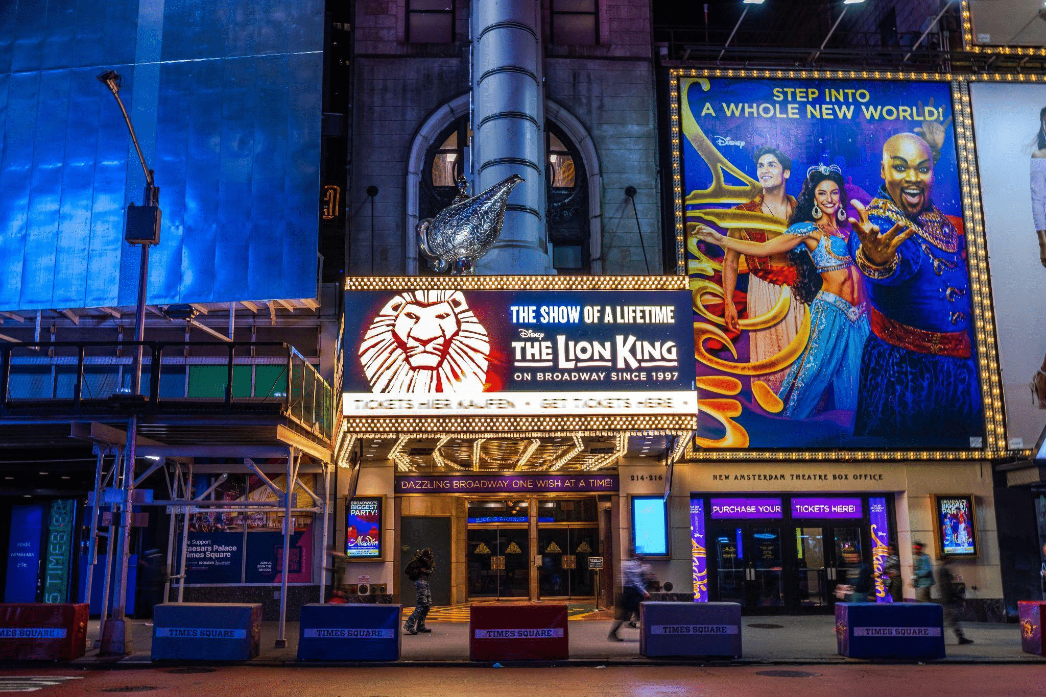The Lion King and Aladdin Broadway musicals.