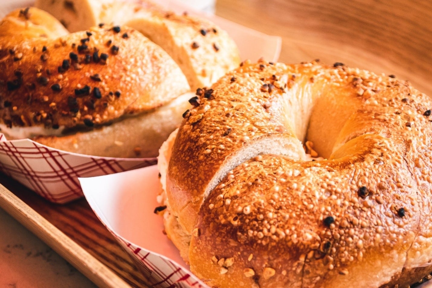 Two bagels served duringa New York City travel guide