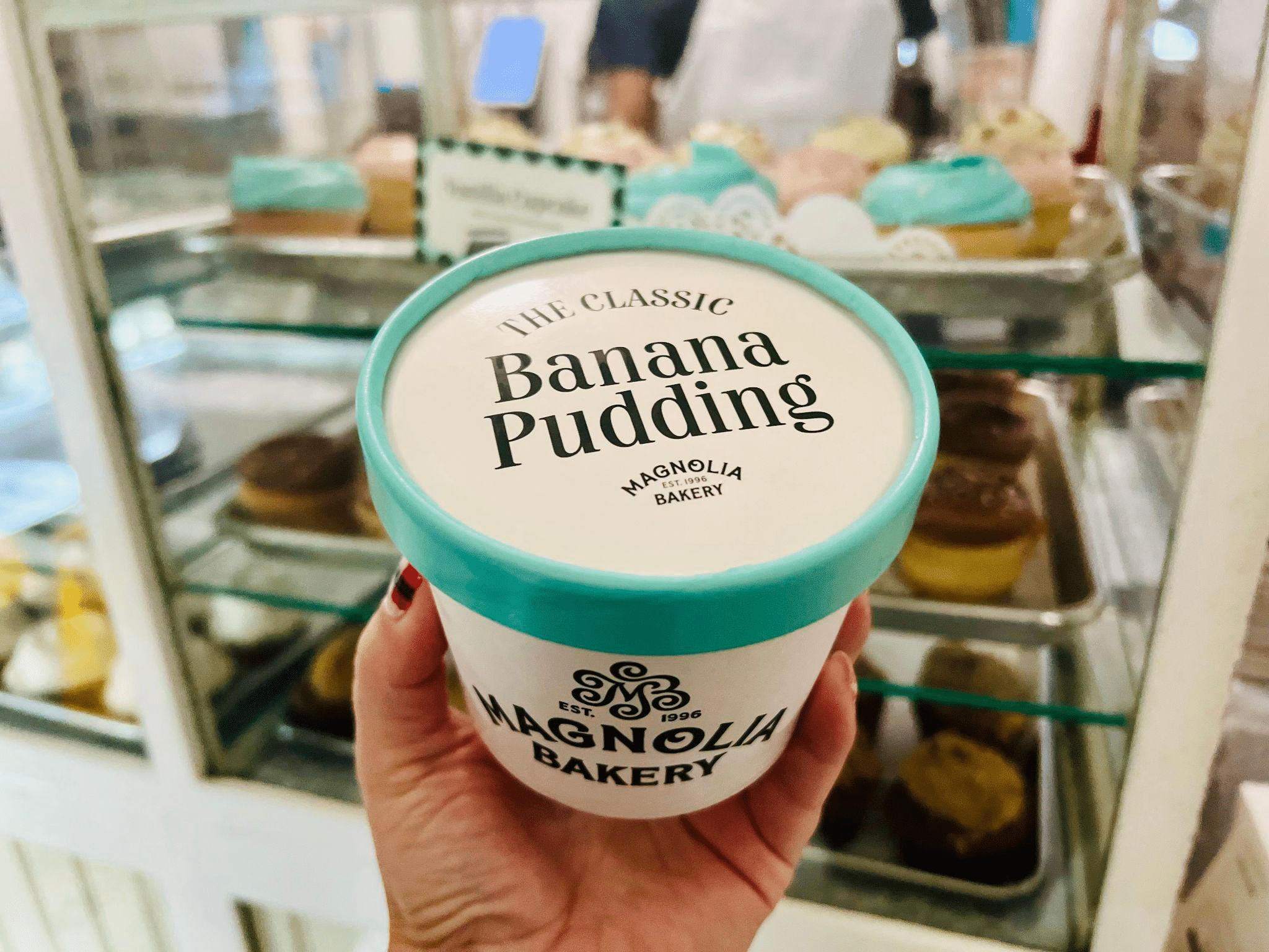 A tub of Magnolia Bakery’s banana pudding.