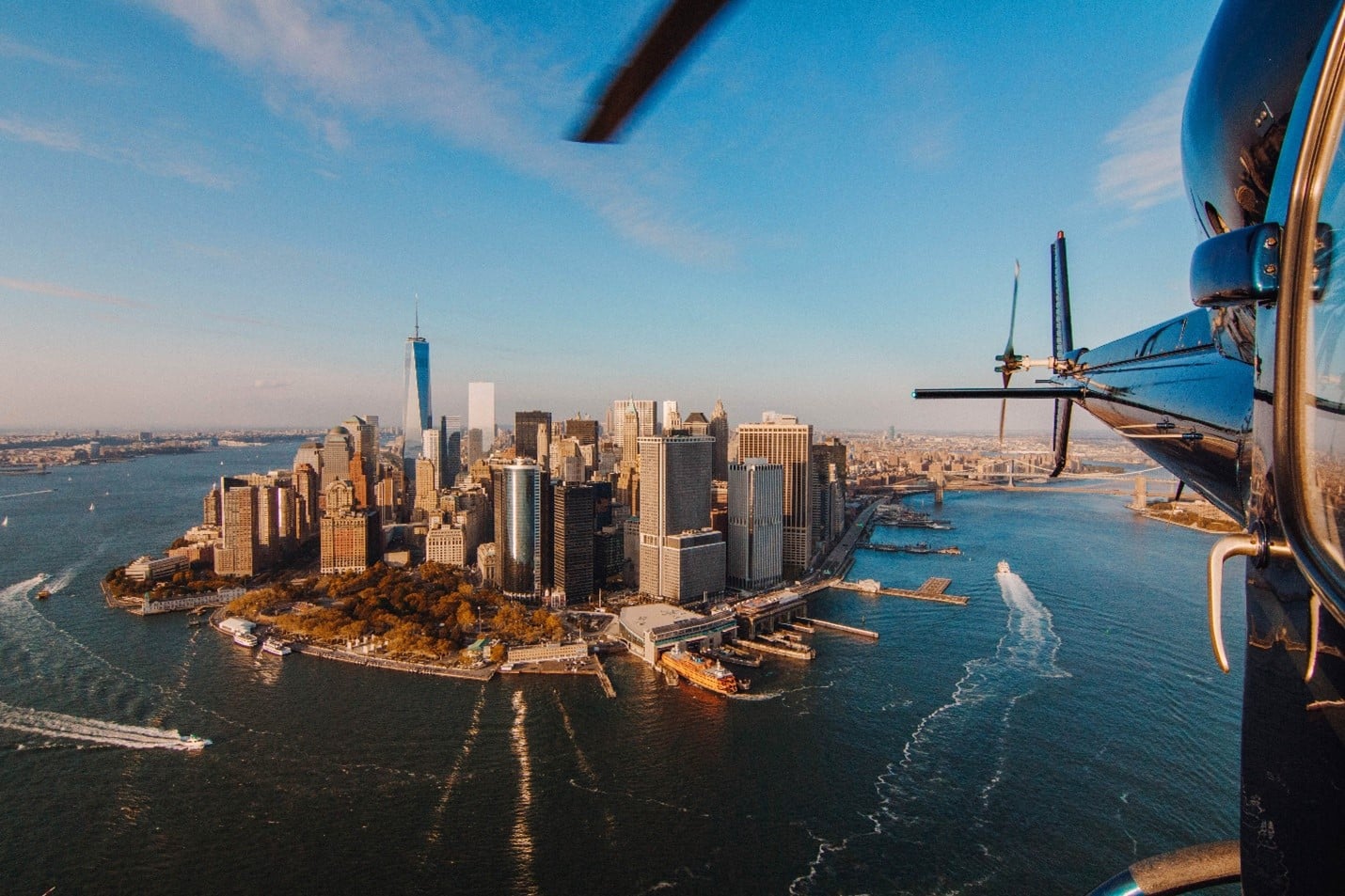 NYC seen from a helicopter during aNew York City travel guide