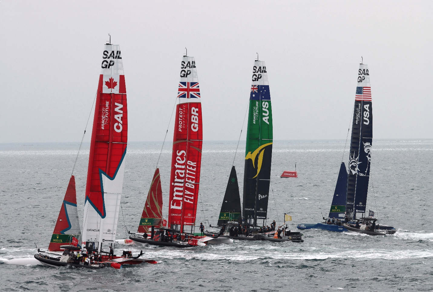 Boats representing different countries