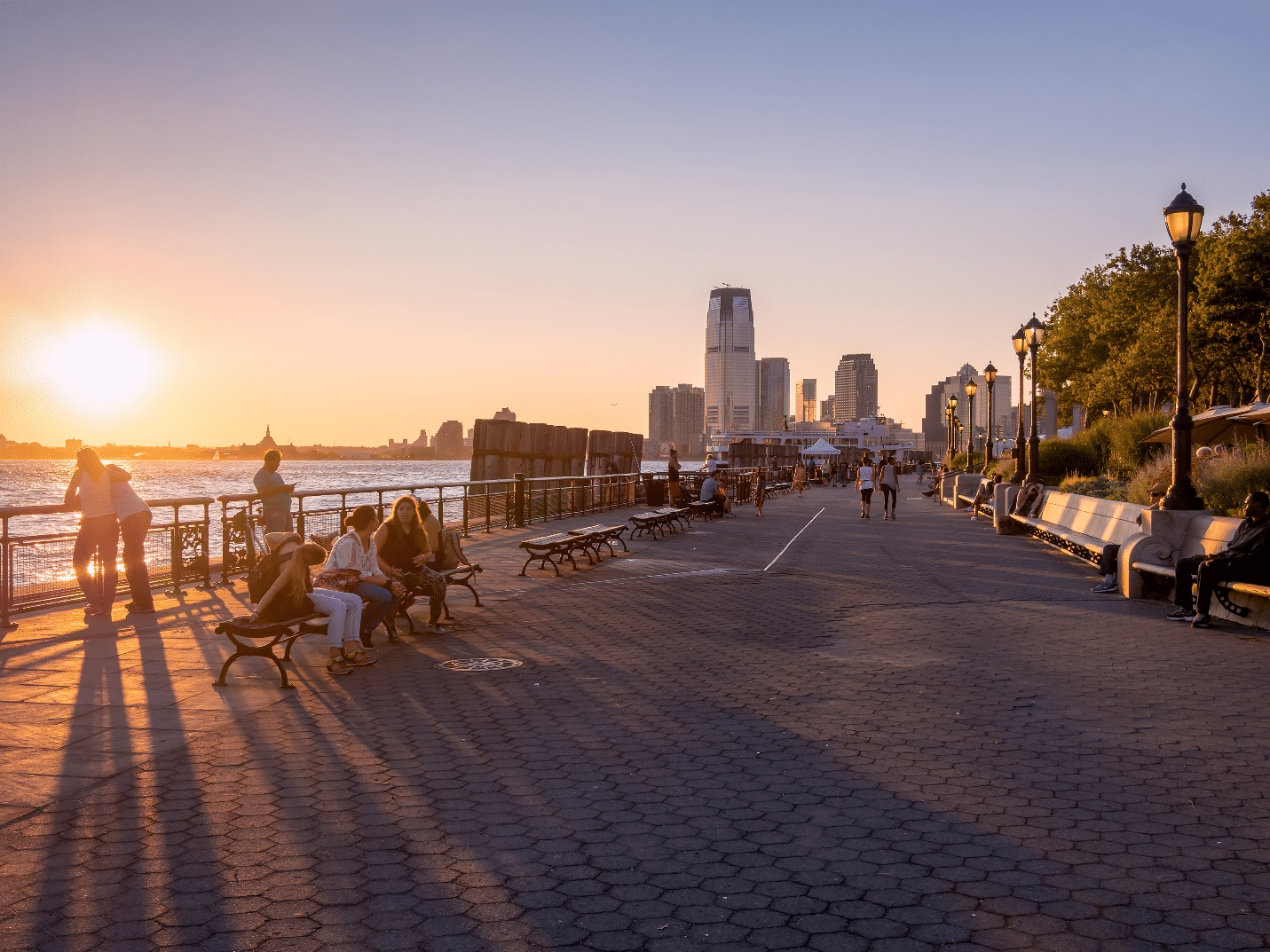 Battery Park at sunset