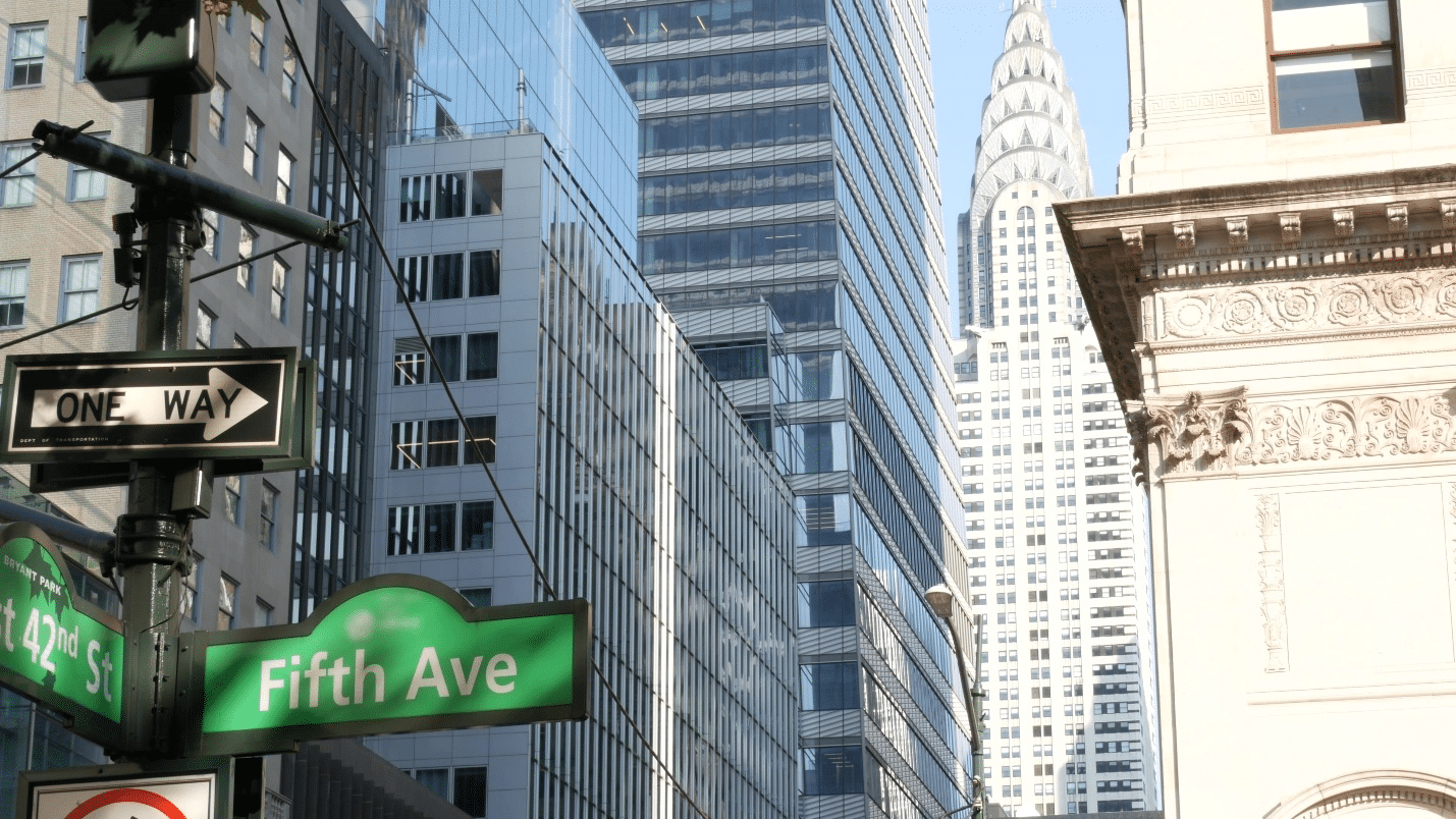 A sign for Fifth Avenue seen during a one-day sightseeing tour