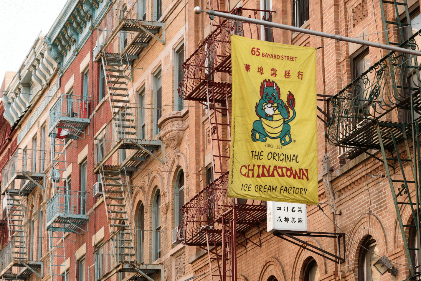 A banner for ice cream in Chinatown during a one-day sightseeing tour