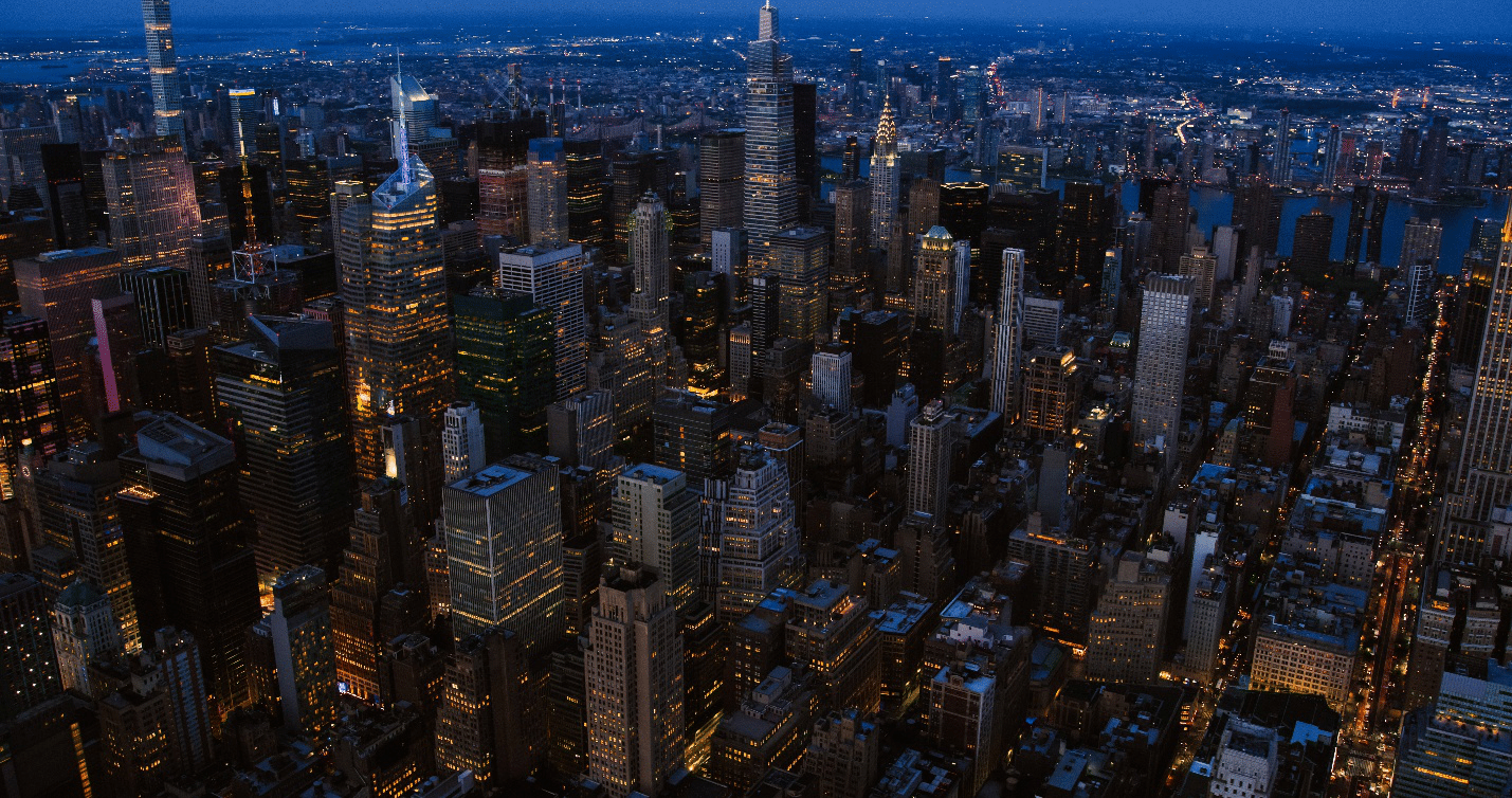 High-rise buildings seen from above during a New York City travel guide