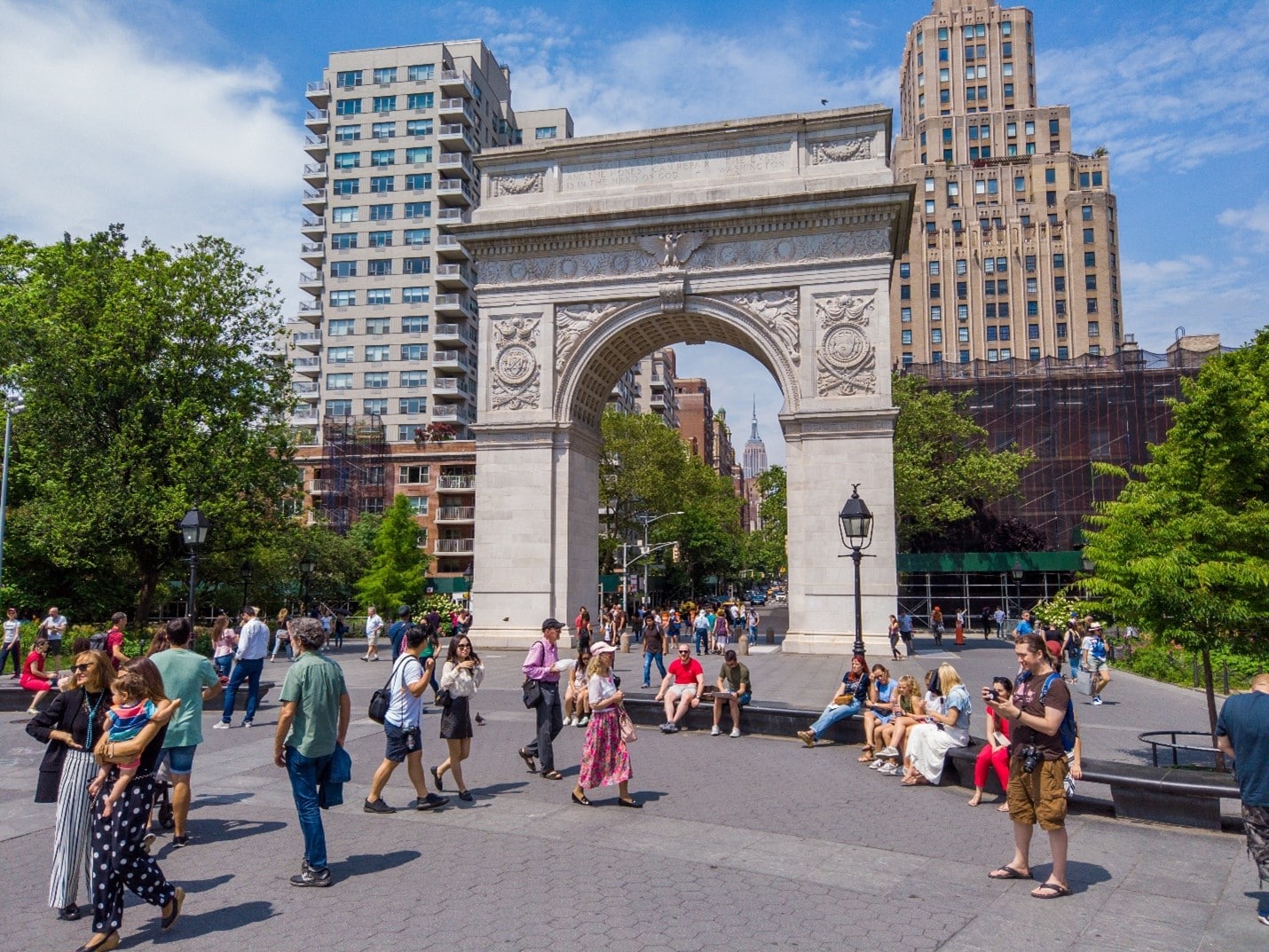 The entrance to Washington Park seen during a New York City travel guide