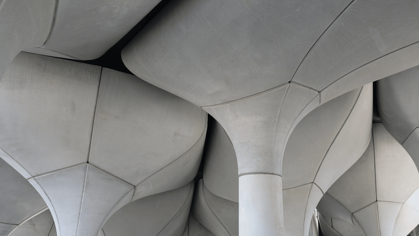 Concrete pillars seen during a New York City travel guide