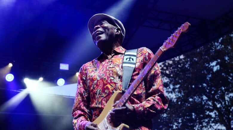 New York, NY, USA - June 18, 2023 - Photo of Legendary Buddy Guy performing at Summerstage in Central Park for the Blue Note Jazz Festival