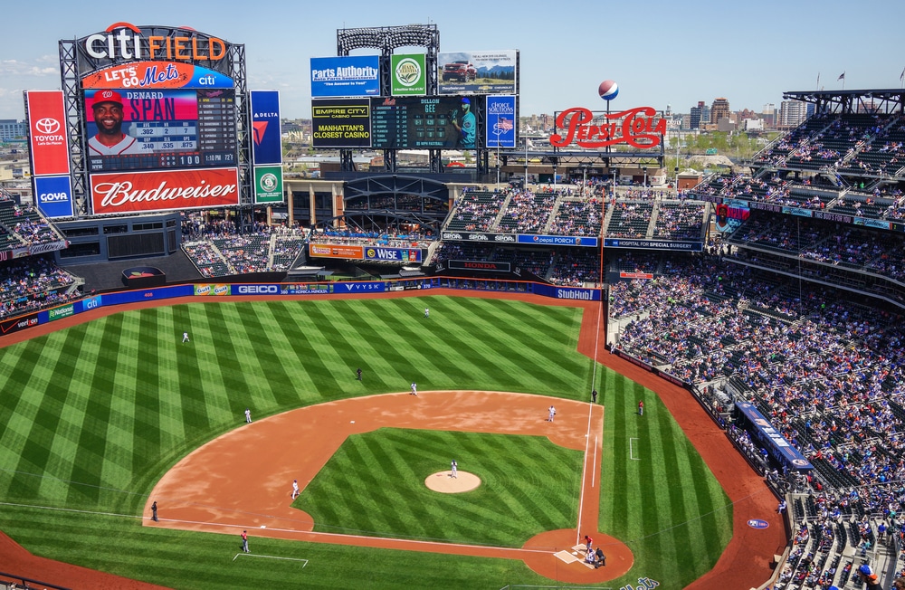 Queens, New York - 3 May 2015: Citi Field stadium located in Flushing Meadows Corona Park and home of the New York Mets