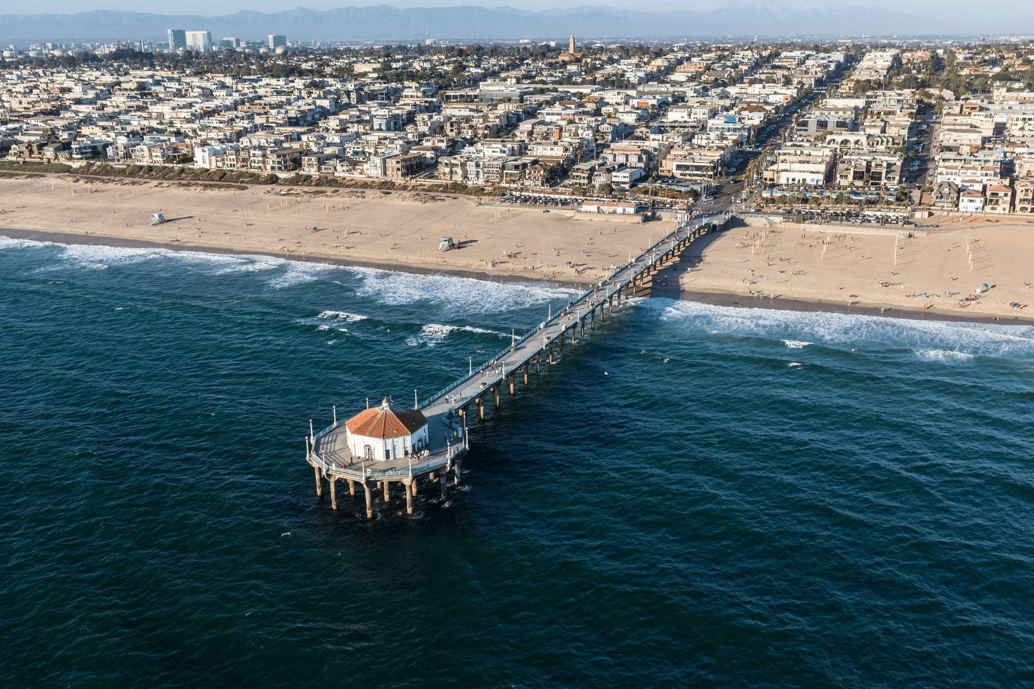 Aerial image of the Manhattan Beach Pier near Sheepshead Bay, Brooklyn