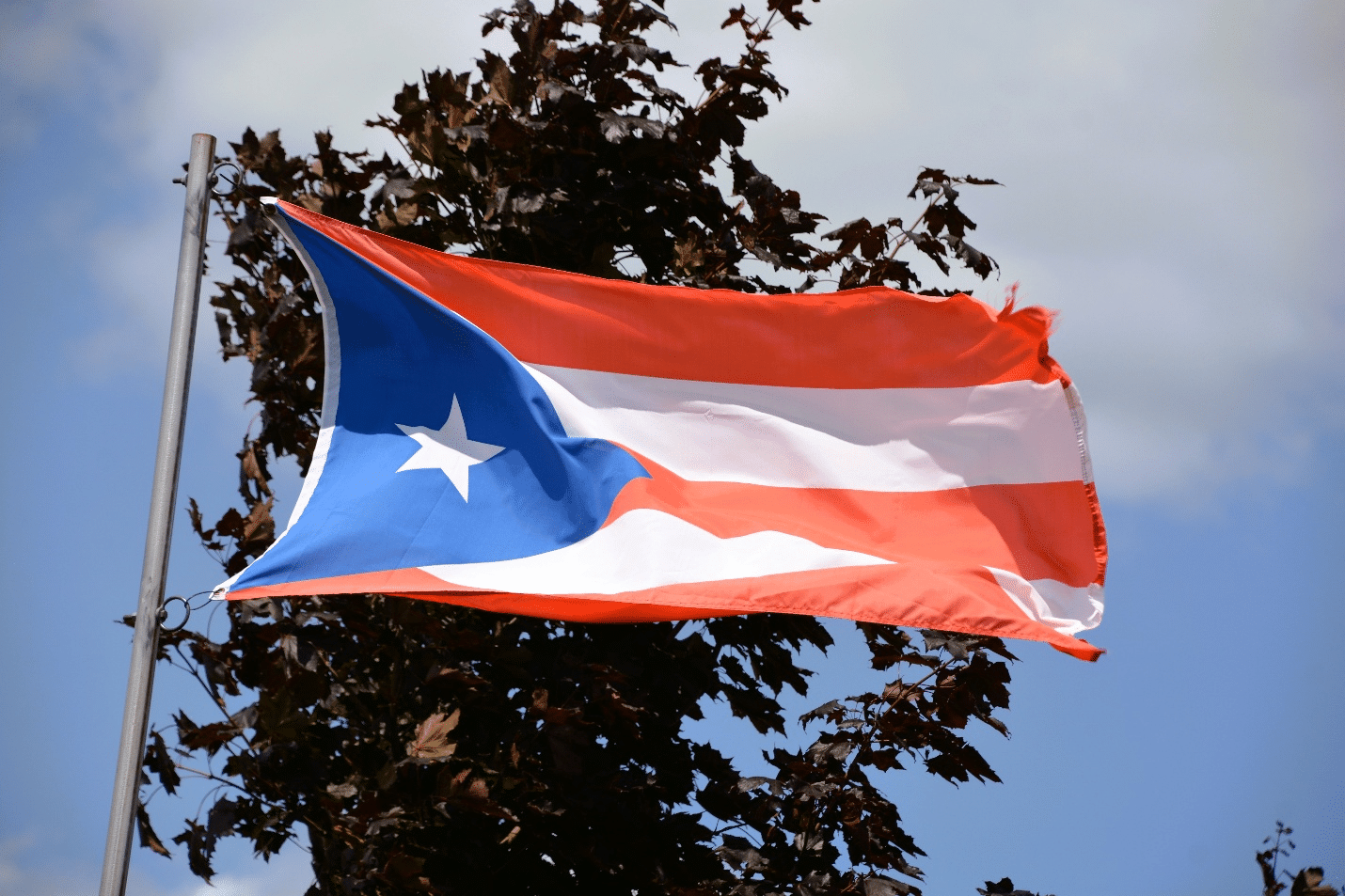 A flag of Puerto Rico blowing in the wind