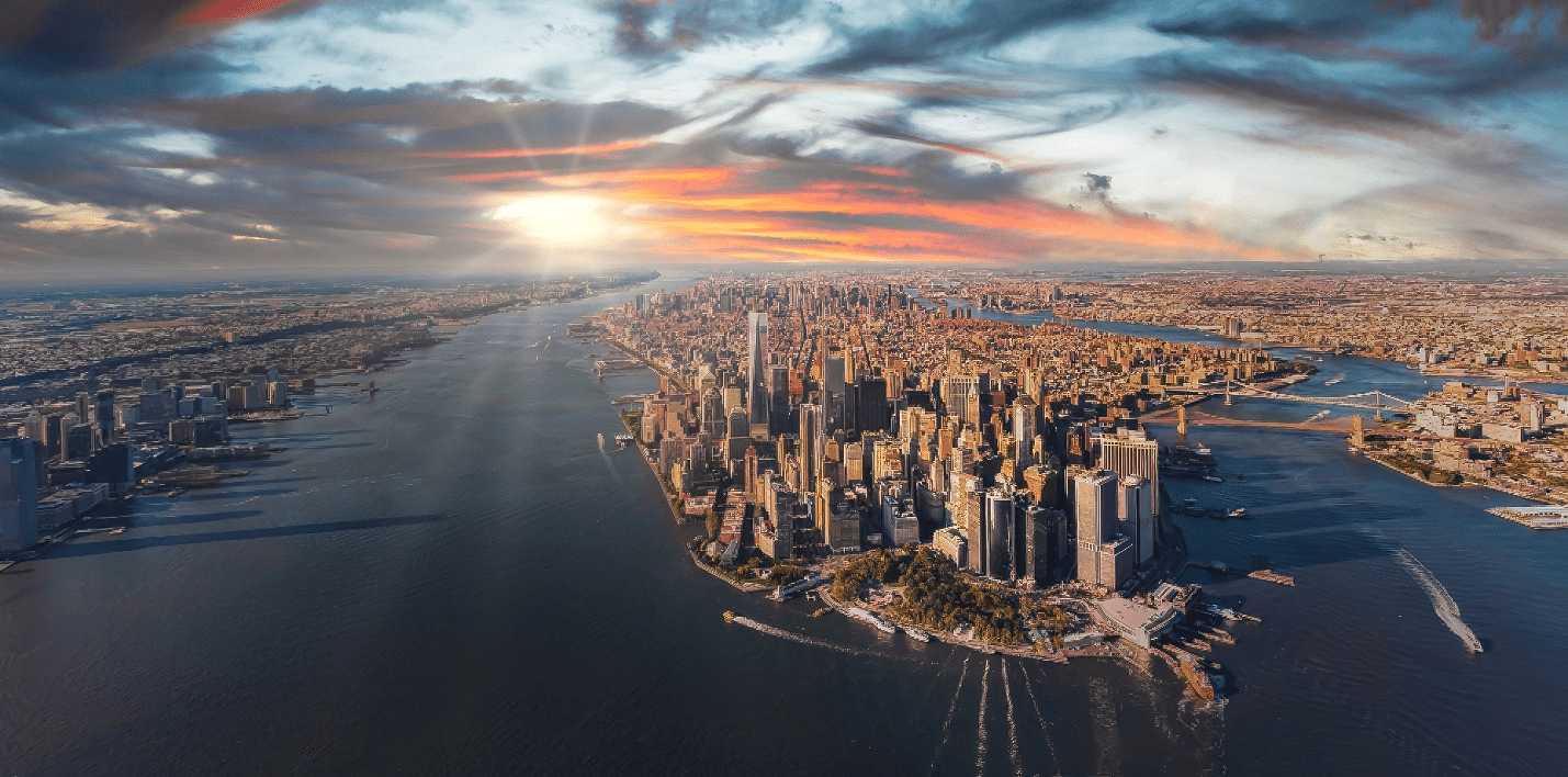 An aerial view of Manhattan