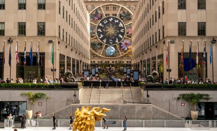 A Zodiac wheel on a storefront on Fifth Avenue
