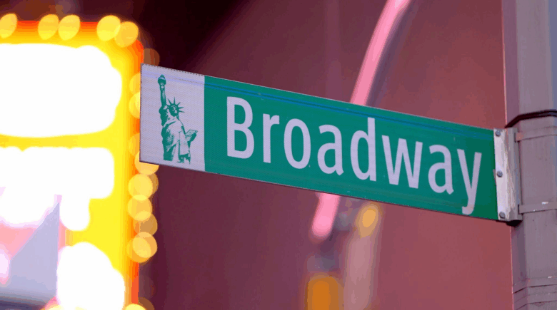 a Broadway street sign